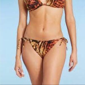 Shade & Shore side tie cheeky animal print bikini bottom tiger stripe sexy nwt